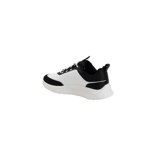 Calvin Klein men sneakers black and white polyester lace up shoes with chunky sole for athletic use