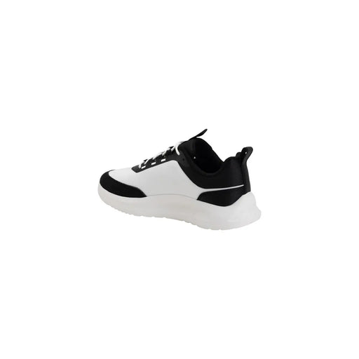 Calvin Klein men sneakers black and white polyester lace up shoes with chunky sole for athletic use