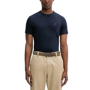 Navy blue Calvin Klein men short-sleeved cotton t-shirt with small embroidered logo on the left chest