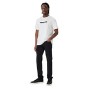 Calvin Klein men t-shirt in white cotton featuring a black rectangular logo across the chest