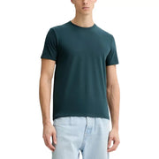 Dark teal crew-neck cotton t-shirt with subtle embroidered logo on left chest by Calvin Klein men collection