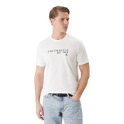 White calvin klein men t shirt featuring black calvin klein est print, cotton, round neck, short sleeve 30s eu model