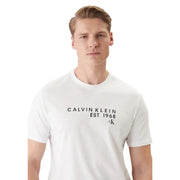 Calvin Klein men t shirt white cotton round neck with black calvin klein est print on front for casual wear