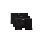 Black calvin klein boxer briefs with subtle white logo on waistband in cotton for men underwear use