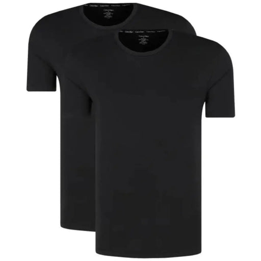 Black Calvin Klein men short-sleeve crew neck t-shirts made from soft cotton for comfortable underwear layering