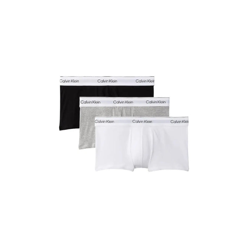 Calvin Klein underwear men three-pack boxer briefs in black heather gray and white with branded elastic waistbands