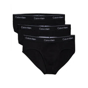Noir Calvin Klein Slips pour hommes avec bordure logo blanche, conçus pour un confort quotidien.