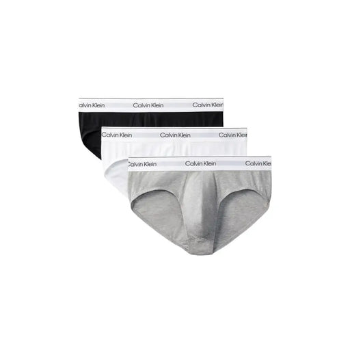 Calvin Klein men underwear briefs in black white and heather gray with signature elastic waistband