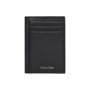 Calvin Klein Herren-Geldbörse aus schwarzem, strukturiertem Leder mit genähten Kanten und mehreren Kartenfächern