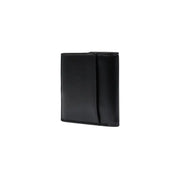 Calvin Klein men wallet black leather tri fold with sleek minimalist design and precise edge stitching