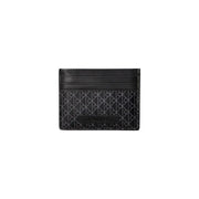 Black Calvin Klein men wallet card holder with subtle geometric pattern and stitched edges