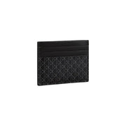 Calvin Klein men wallet black leather card holder with subtle geometric pattern and stitched edges