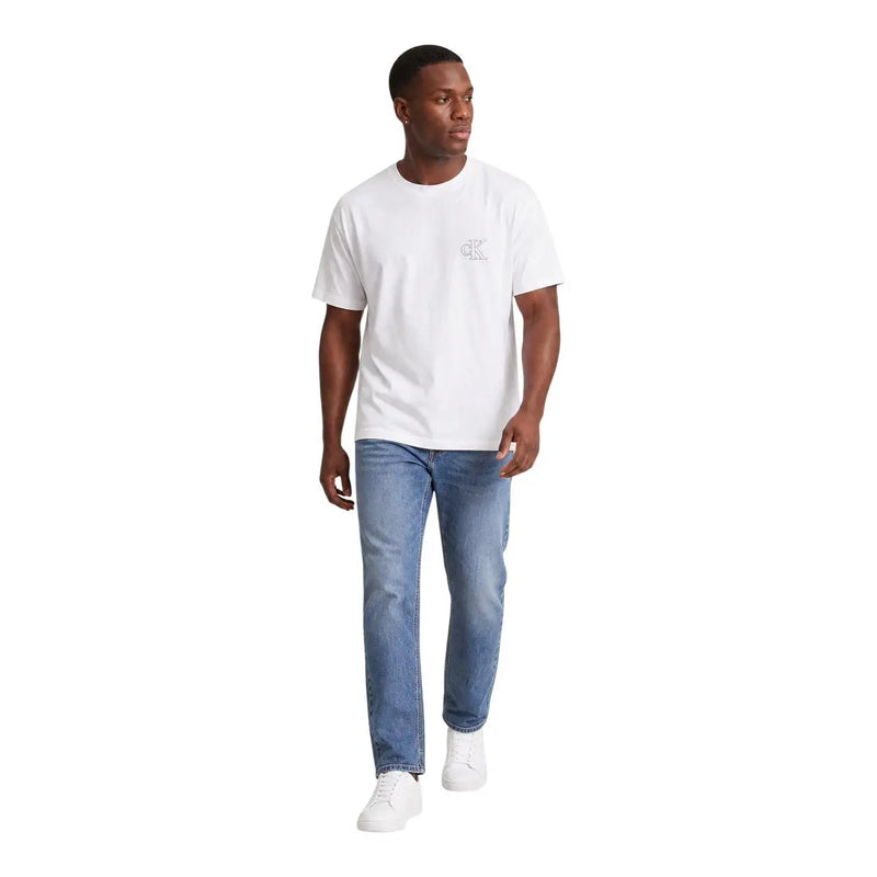 Weißes Baumwoll-T-Shirt von Calvin Klein für Herren mit dezentem, gesticktem Logo auf der Brust – ideal für die Freizeit.
