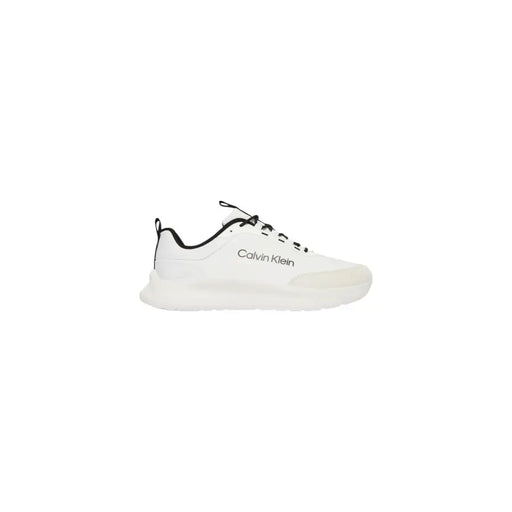 Calvin Klein men white polyester lace up sneaker with black laces and sleek modern design for casual wear