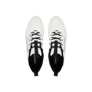 Calvin klein men white polyester lace up sneakers with black laces and branding details visible