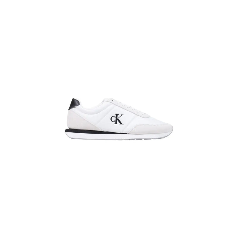 Calvin Klein Weißer Herren-Sneaker aus Textil mit Schnürung, schwarzen Akzenten und Logo für die Freizeit.