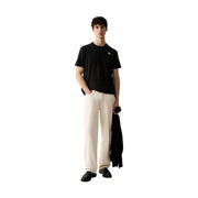 Calvin Klein mens black cotton t shirt classic fit with a small white logo on the chest front side