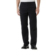 Calvin Klein mens black cotton chinos with classic straight-leg cut and subtle stitching details shown from the back