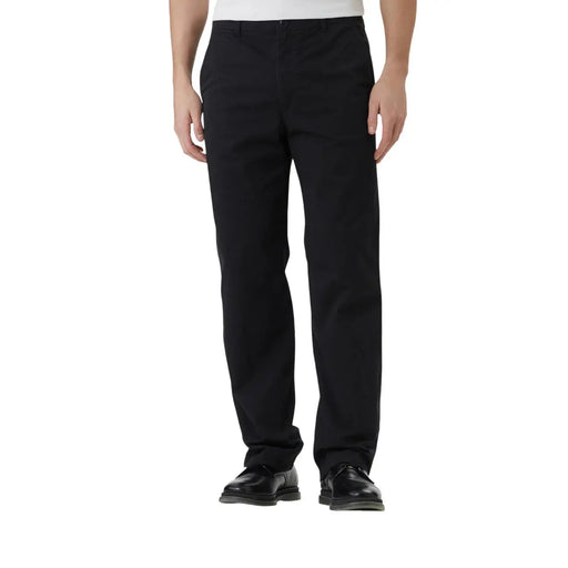 Calvin Klein mens black cotton chinos with classic straight-leg cut and subtle stitching details shown from the back