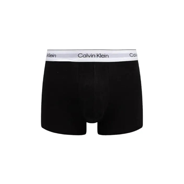Black Calvin Klein boxer briefs with white elastic waistband for men’s underwear