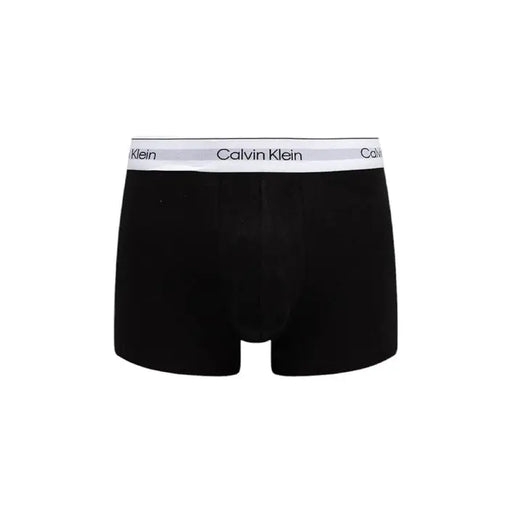 Black Calvin Klein boxer briefs with white elastic waistband for men’s underwear