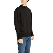 Calvin Klein men’s black crewneck sweatshirt with long sleeves ribbed cuffs casual wear cotton blend