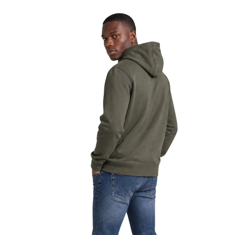 Calvin klein mens olive green cotton hoodie sweatshirt with soft casual fit and ribbed cuffs