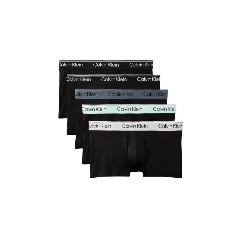 Calvin klein mens grey low rise trunk underwear in black boxer briefs with contrasting elastic waistband and white logo
