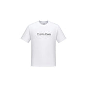Calvin Klein Weißes Herren-T-Shirt aus Baumwolle mit minimalistischem schwarzem Logo auf der Brust