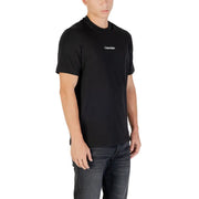 Black calvin klein sport mens short-sleeved t-shirt with subtle white logo on chest, suitable for casual wear