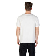 White cotton crew-neck t-shirt with short sleeves shown front side labeled Calvin Klein Sport mens grey cotton blend t shirt