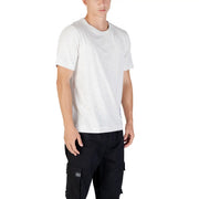Calvin Klein sport mens grey cotton blend t shirt featuring white cotton crew neck with subtle side seam detailing