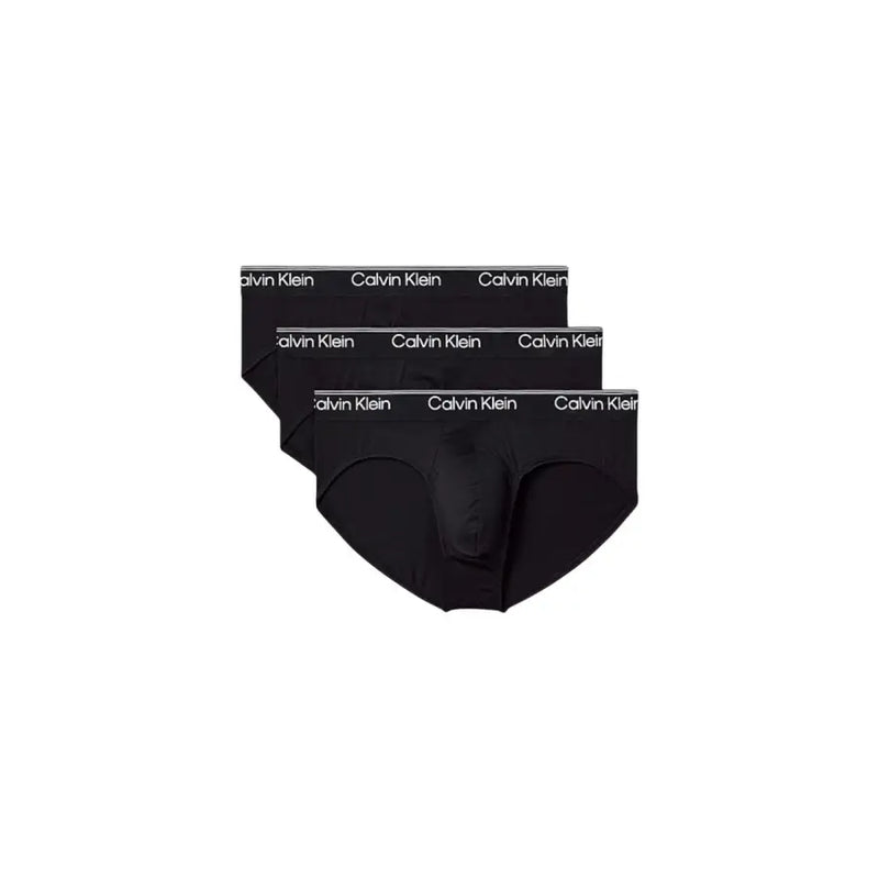 Black Calvin Klein men underwear briefs with white logo trim designed for comfortable everyday wear