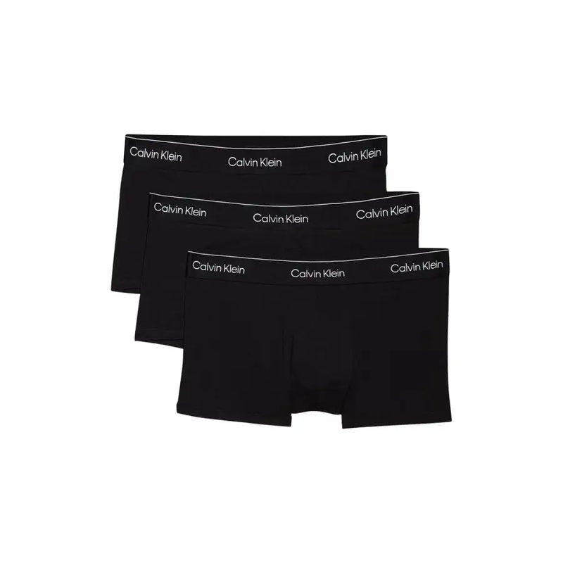 Black calvin klein boxer briefs with white logo trim designed for men offering comfortable everyday underwear