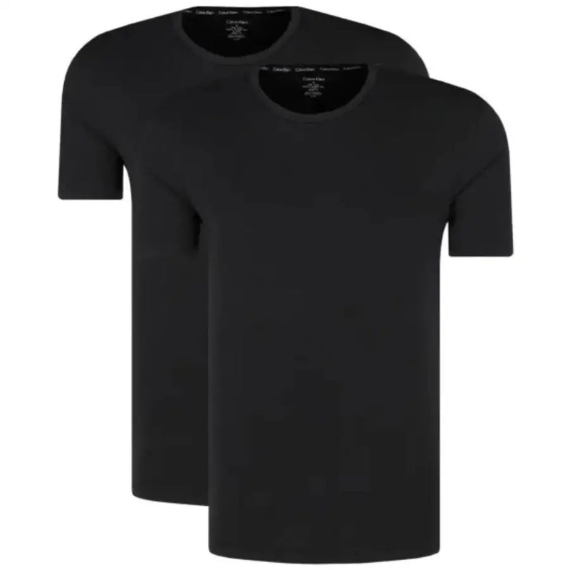 Black Calvin Klein men short-sleeve crew neck t-shirts made from soft cotton for comfortable underwear layering