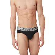 Schwarz Calvin Klein Slips mit silbernem Logo-Bund, entworfen für Männer in Calvin Klein Unterwäschekollektion