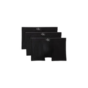Black calvin klein boxer briefs with subtle white logo on waistband in cotton for men underwear use