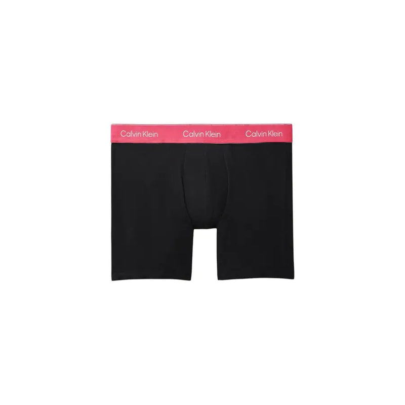 Schwarz Calvin Klein Herren-Boxershorts mit rosa Gummibund und weißem Logo für den Alltag