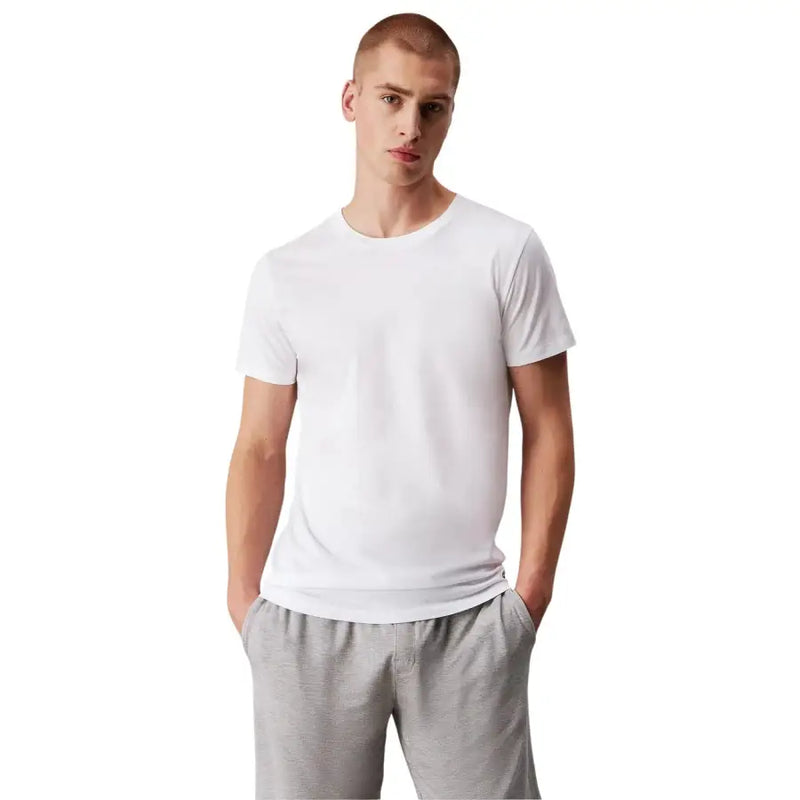 White crew-neck cotton t-shirt from calvin klein underwear men underwear collection designed for comfort and style
