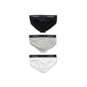 Calvin Klein underwear men briefs three-pack in black gray and white with signature elastic waistbands