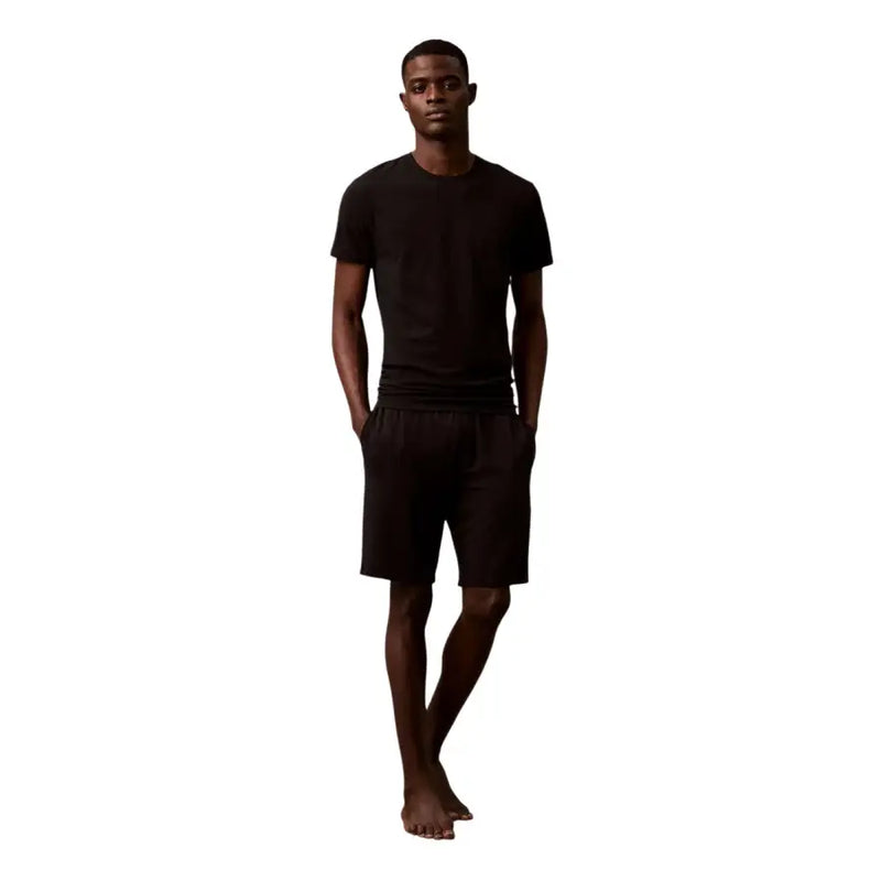 Calvin Klein underwear men black short-sleeved crew neck cotton t-shirt with matching black shorts set