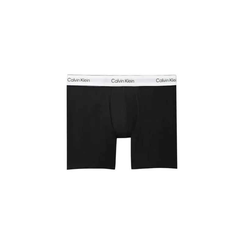 Schwarze Calvin Klein Boxershorts mit weißem Bund und Markenlogo für Herrenunterwäsche