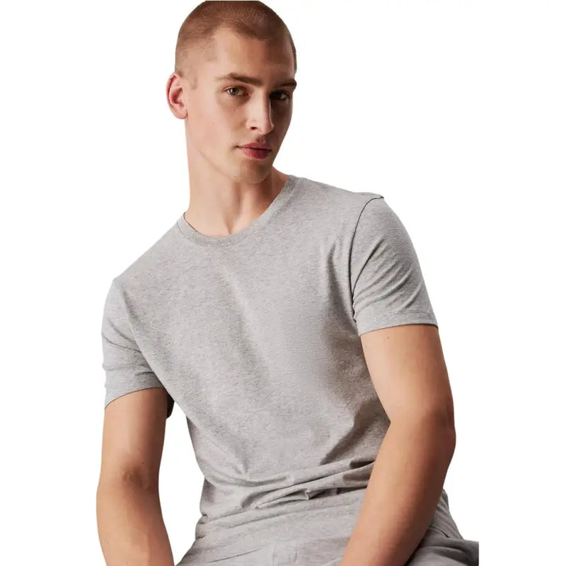 Calvin klein underwear slim-fit heather gray cotton t-shirt with classic crew neckline for men