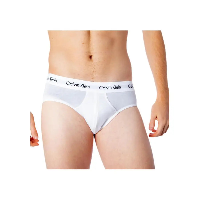 Weiß Calvin Klein Herrenslips mit Markenbund aus bequemem Baumwollmaterial für den täglichen Gebrauch