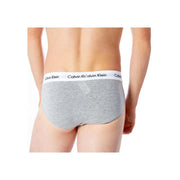 Grauheide Calvin Klein Herren-Unterhose mit weißem Bund und schwarzem Calvin Klein Logotext