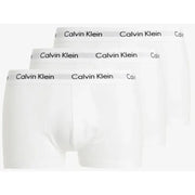 Calvin Klein men’s white boxer briefs with black logo trim designed for comfortable everyday wear