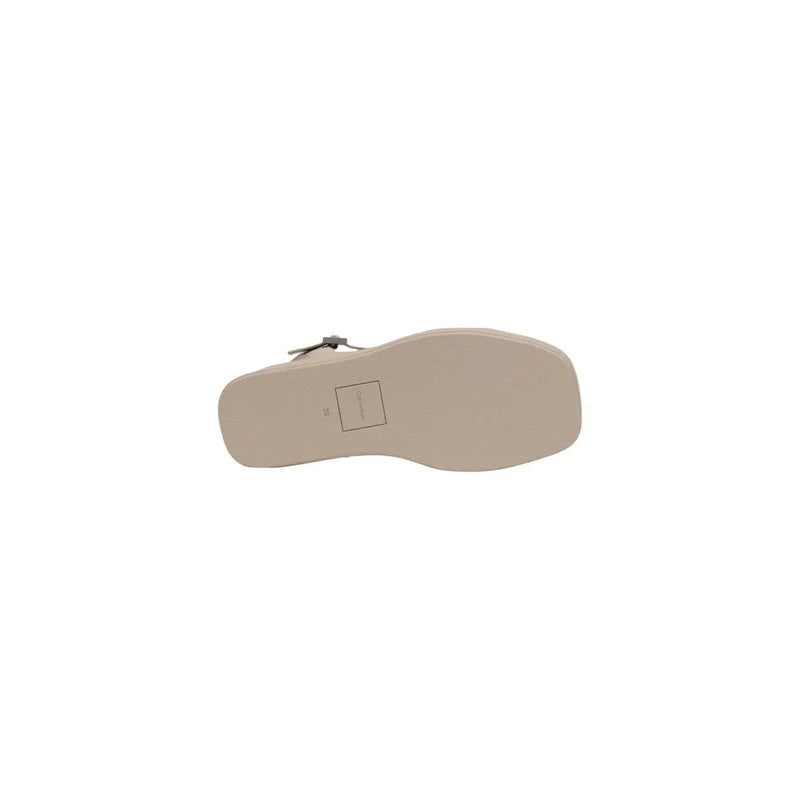 Beige Calvin Klein women platform sandal with minimalist design and small metallic buckle detail