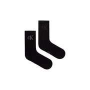 Calvin Klein black cotton blend socks with subtle gray CK logo on cuff