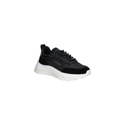 Calvin Klein black leather sneakers with white rubber sole and mesh upper