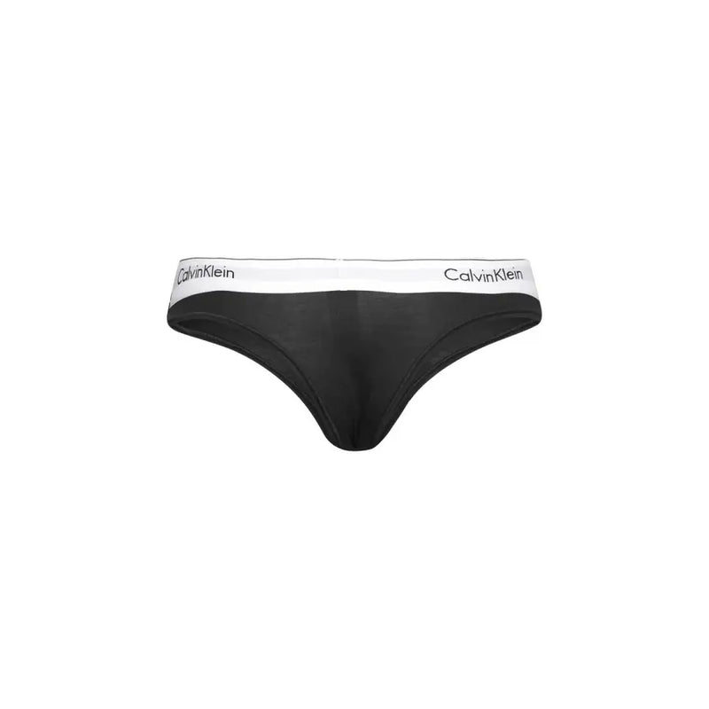 Calvin Klein women black cotton modal briefs with white waistband featuring black logo text